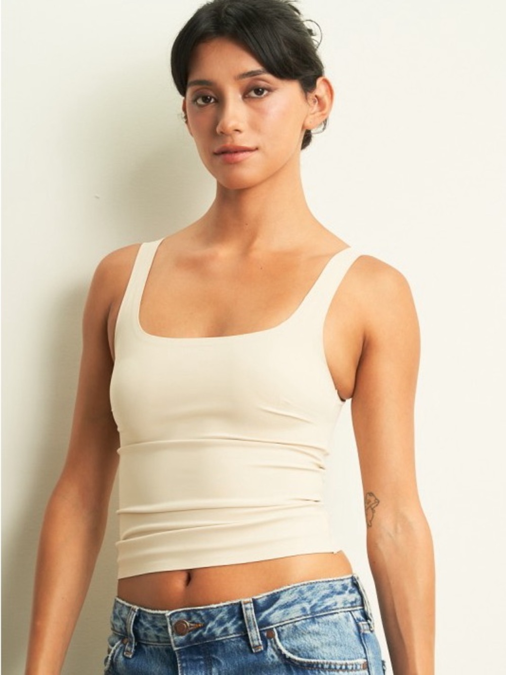 Square Neck Tank Top in Cream — Clean Everyday Staple